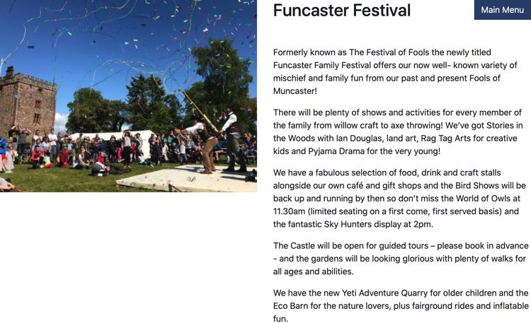 Muncaster Castle Funcaster Festival June 2021