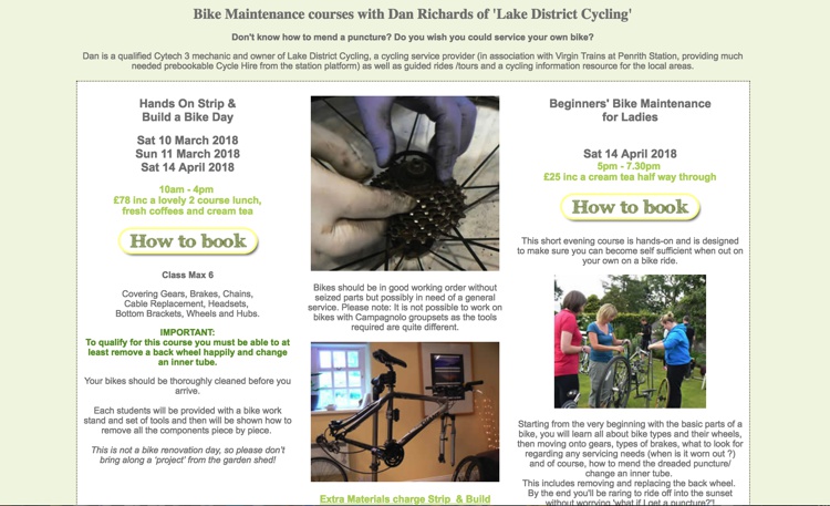 Bike Maintenance Courses at Greystoke Cycle Café, Penrith