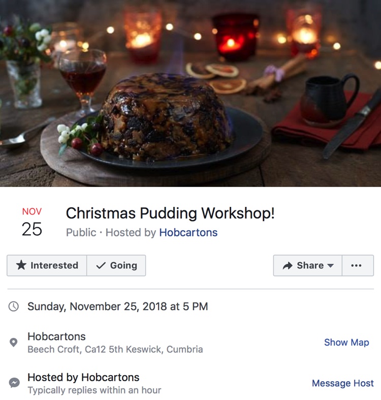 November 2018 Christmas Pudding Workshop at Hobcartons