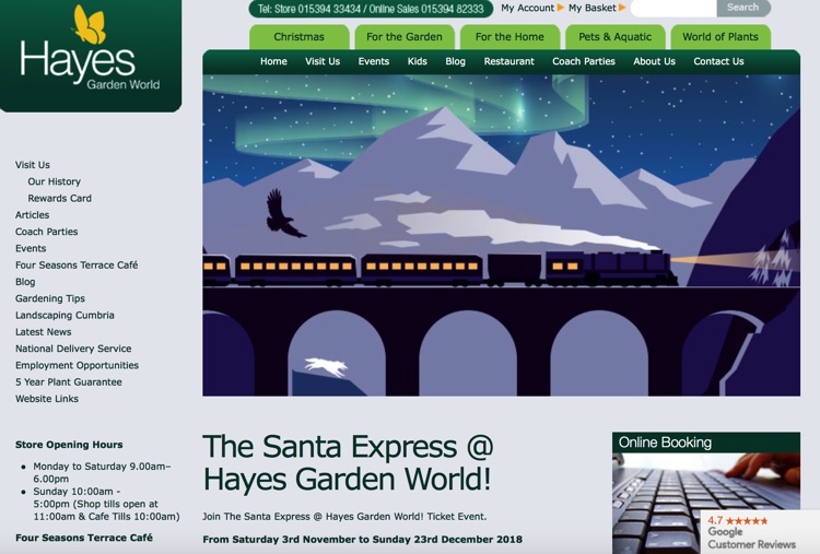 November 2018 The Santa Express at Hayes Garden World, Ambleside