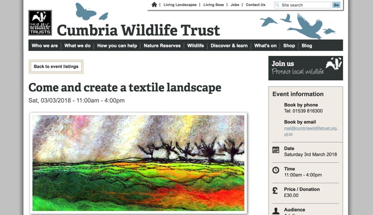 Create a Textile Landscape Workshop, Cumbria Wildlife Trust, Carlisle